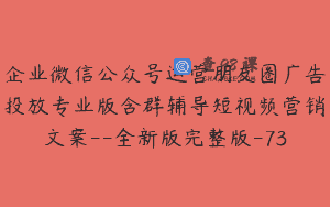 企业微信公众号运营朋友圈广告投放专业版含群辅导短视频营销文案–全新版完整版-73