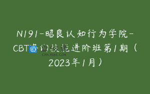 N191-昭良认知行为学院-CBT咨询技能进阶班第1期（2023年1月）