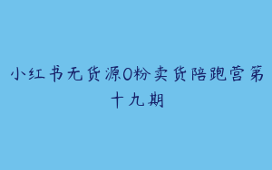小红书无货源0粉卖货陪跑营第十九期