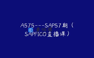 A575—SAP57期（SAPFICO直播课）