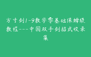 方寸剑1-9教学零基础保姆级教程---中国双手剑招式收录集