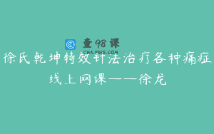 徐氏乾坤特效针法治疗各种痛症线上网课——徐龙
