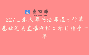 227_张大草书法课程《行草基础笔法直播课程》亲自指导一年