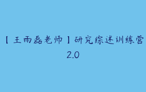 【王雨磊老师】研究综述训练营2.0
