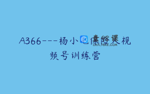 A366---杨小七保险人视频号训练营