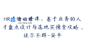 HR进阶必修课：基于业务的人才盘点设计与落地实操全攻略_佐尔不群-安平