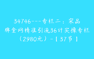 34746---专栏二：宋品牌全网精准引流36计实操专栏（2980元）-【37节】