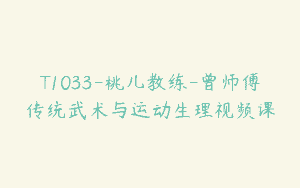 T1033-桃儿教练-曾师傅传统武术与运动生理视频课
