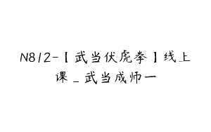 N812-【武当伏虎拳】线上课_武当成师一