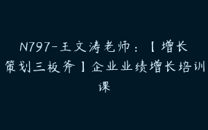 N797-王文涛老师：【增长策划三板斧】企业业绩增长培训课