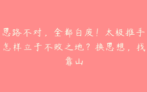 思路不对，全都白废！太极推手怎样立于不败之地？换思想，找靠山