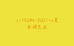 1175094-2021心意拳调息法