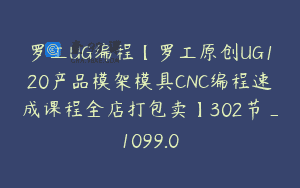 罗工UG编程【罗工原创UG120产品模架模具CNC编程速成课程全店打包卖】302节_1099.0