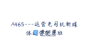 A465—运营老司机新媒体运营就业班