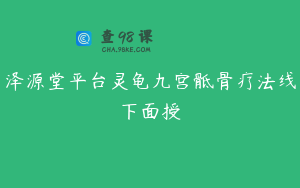 泽源堂平台灵龟九宫骶骨疗法线下面授