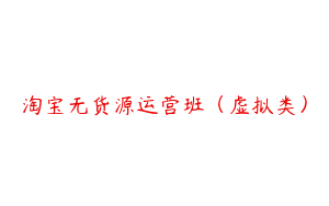 淘宝无货源运营班（虚拟类）