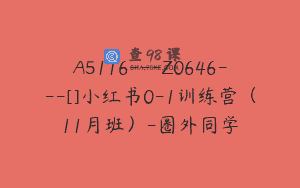A5116—Z0646—[]小红书0-1训练营（11月班）-圈外同学