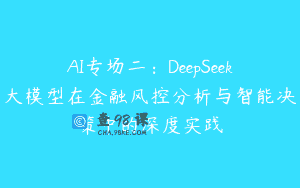 AI专场二：DeepSeek大模型在金融风控分析与智能决策中的深度实践