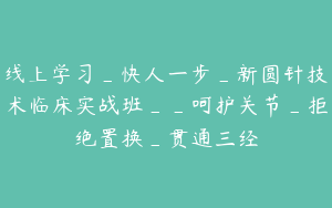 线上学习_快人一步_新圆针技术临床实战班__呵护关节_拒绝置换_贯通三经