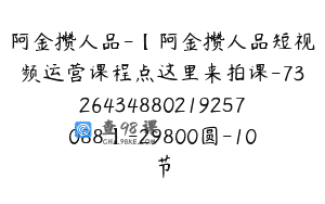 阿金攒人品-【阿金攒人品短视频运营课程点这里来拍课-7326434880219257088】-29800圆-10节