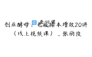 创业酵母：老板降本增效20讲（线上视频课）_张丽俊