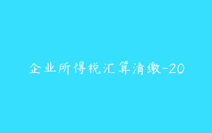 企业所得税汇算清缴-20