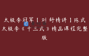 太极拳冠军【刘禔舒精讲】陈式太极拳《十三式》精品课程完整版