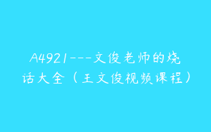 A4921---文俊老师的烧话大全（王文俊视频课程）