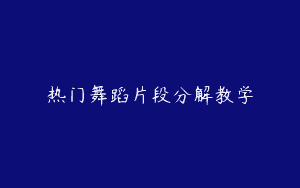 热门舞蹈片段分解教学