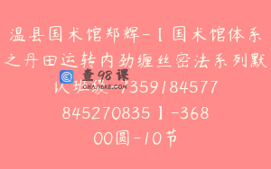 温县国术馆郑辉-【国术馆体系之丹田运转内劲缠丝密法系列默认班级-7359184577845270835】-36800圆-10节