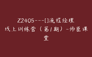 Z2405---[]流程经理线上训练营（第1期）-师臣课堂