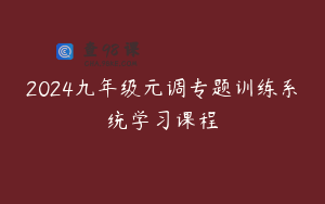 2024九年级元调专题训练系统学习课程