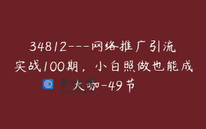 34812---网络推广引流实战100期，小白照做也能成大咖-49节