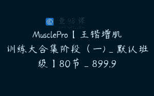 MusclePro【王锴增肌训练大合集阶段（一)_默认班级】80节_899.9