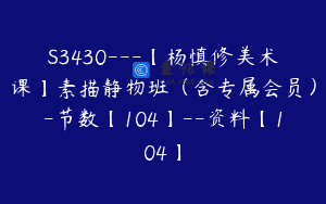 S3430—【杨慎修美术课】素描静物班（含专属会员）-节数【104】–资料【104】