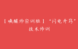 【唤醒师密训班】“闪电开窍”技术师训