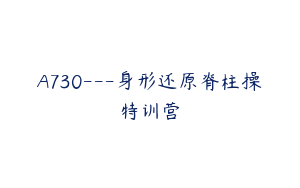 A730---身形还原脊柱操特训营