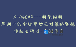 X-A4644---新架构新周期中的金融市场应对策略暨操作技法研习-【83节】