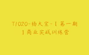 T1020-杨大宝-【第一期】商业实战训练营