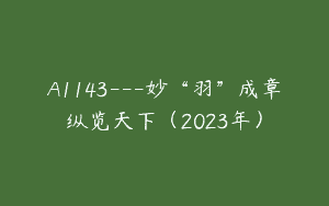A1143—妙“羽”成章纵览天下（2023年）