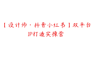 【设计师·抖音小红书】双平台IP打造实操营