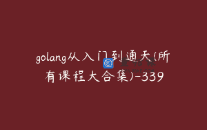golang从入门到通天(所有课程大合集)-339