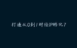 打造从0到1财经IP孵化7
