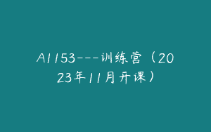 A1153—训练营（2023年11月开课）