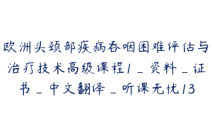 欧洲头颈部疾病吞咽困难评估与治疗技术高级课程1_资料_证书_中文翻译_听课无忧13