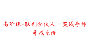 高阶课-联创合伙人—实战导师养成系统