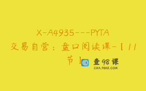 X-A4935---PYTA交易自营：盘口阅读课-【11节】