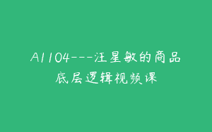 A1104—汪星敏的商品底层逻辑视频课