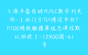 上海洋睿自动化PLC教学刘老师-【西门子TIA博途平台TP700精致触摸屏组态课程默认班级】-12900圆-61节