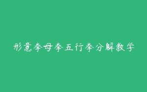 形意拳母拳五行拳分解教学